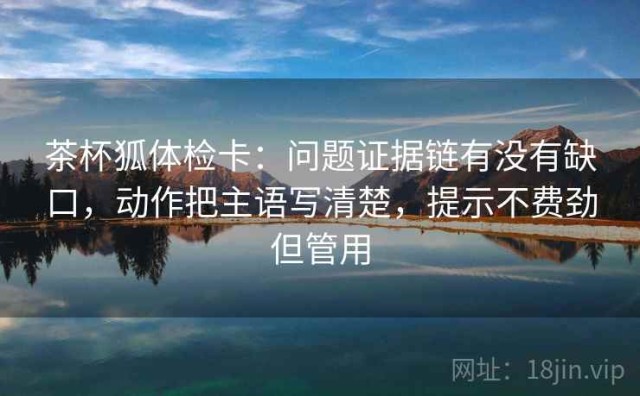 茶杯狐体检卡：问题证据链有没有缺口，动作把主语写清楚，提示不费劲但管用