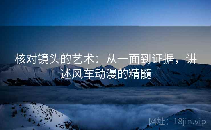 核对镜头的艺术：从一面到证据，讲述风车动漫的精髓