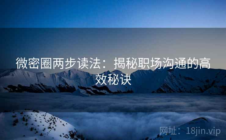 微密圈两步读法：揭秘职场沟通的高效秘诀