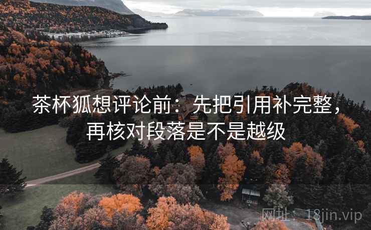 茶杯狐想评论前：先把引用补完整，再核对段落是不是越级
